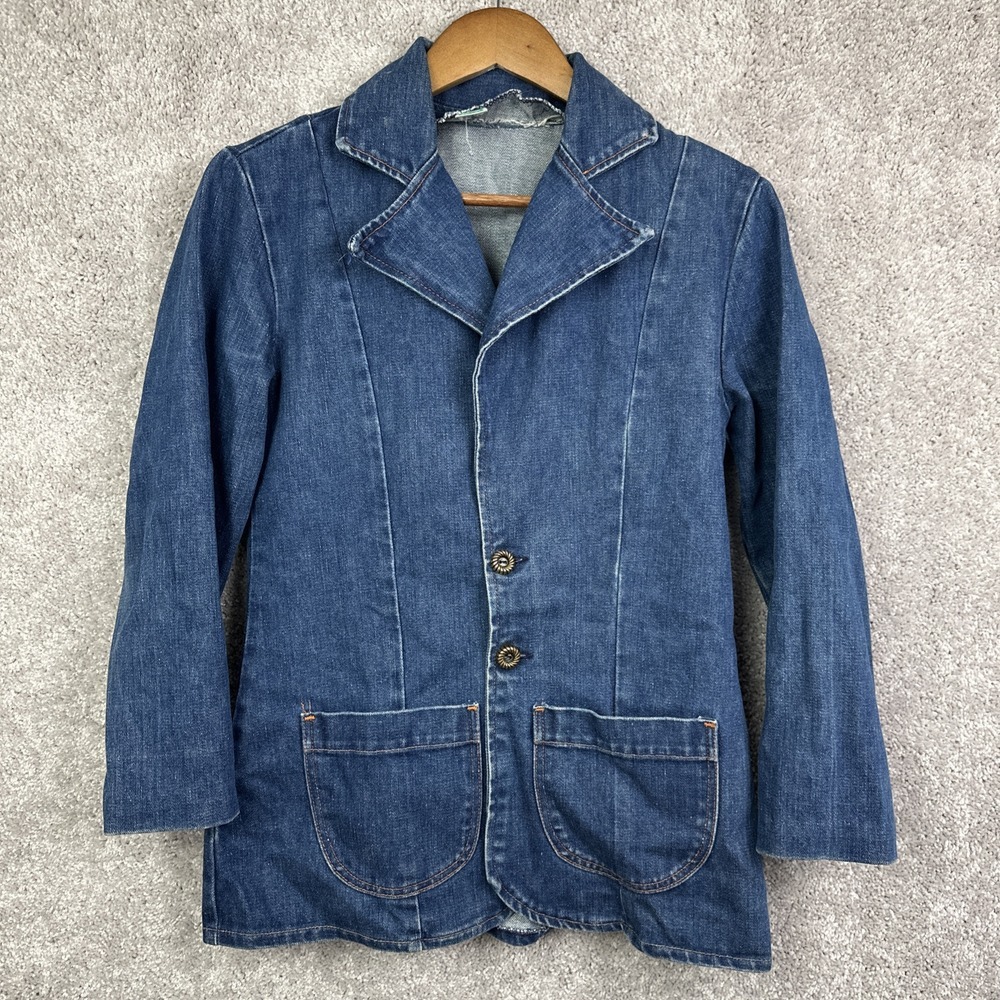 Vintage 1970s Denim Jacket Maverick Misses Blazer Women's Size M Made In USA‎